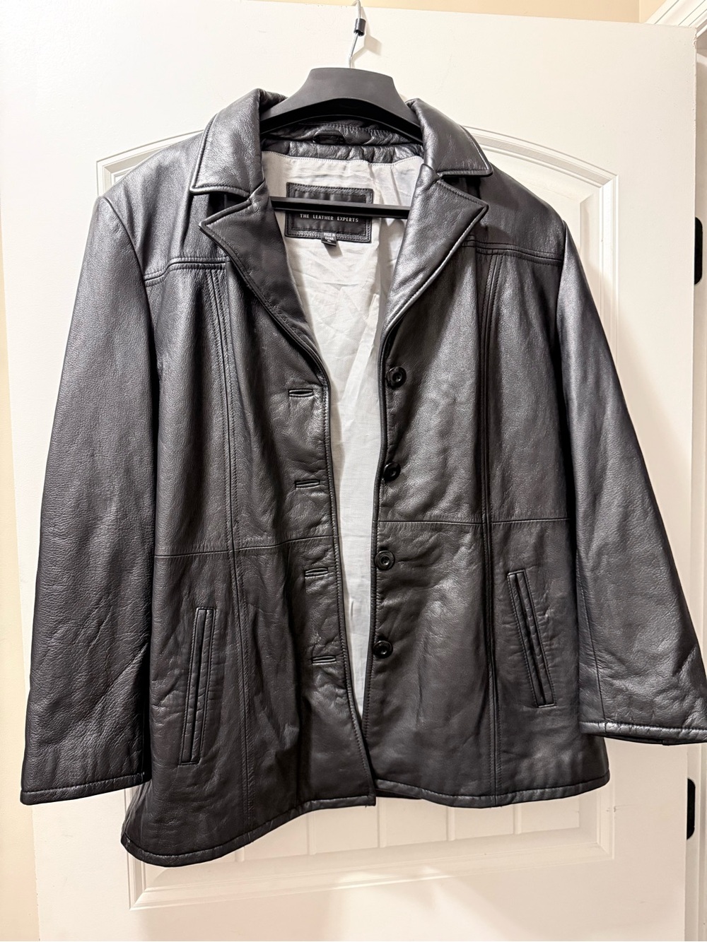 Wilsons Leather Black Button-Front Leather Jacket